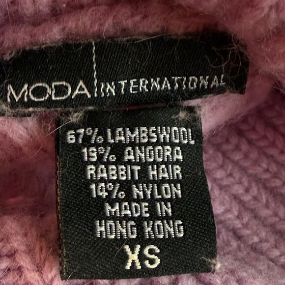 VTG Moda International Lavender Lambswool Angora Blend Turtleneck Sweater Sz XS - Picture 3 of 4